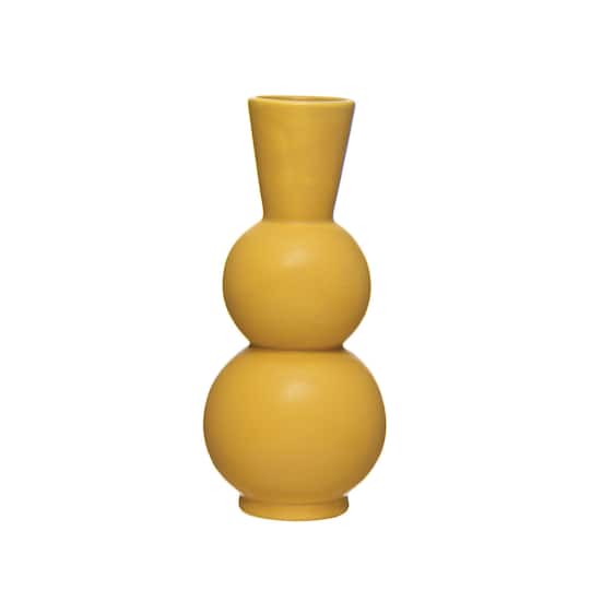 9&#x22; Yellow Spheres Stoneware Vase
